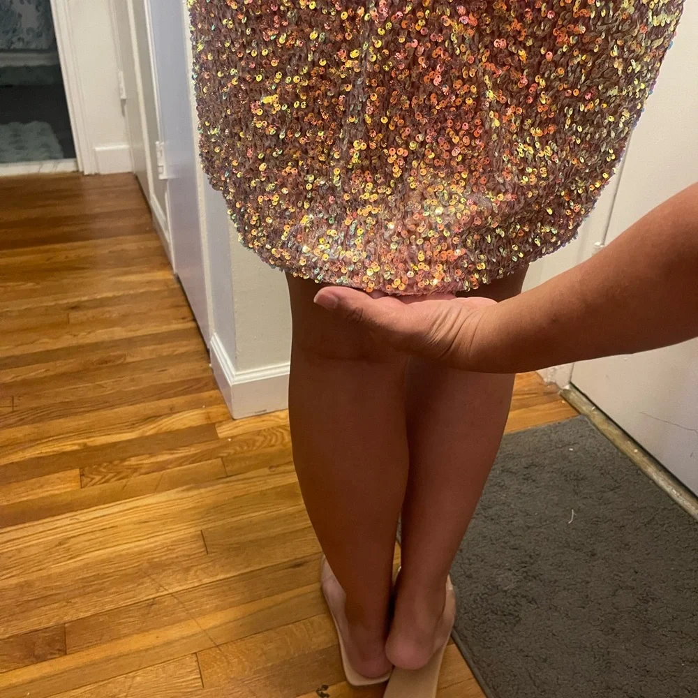 White Birch Glittering Gold Mini Dress - Picture 2 of 7